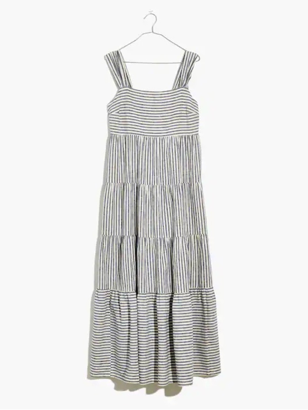 Madewell Striped Tiered Maxi Dress White Grey Stripes Medium